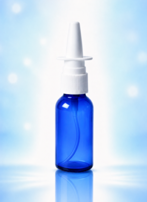 flacon spray nasal en plastique bleu