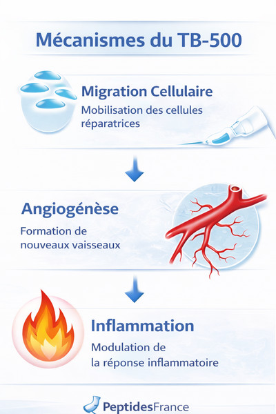 Mécanismes TB-500 migration cellulaire angiogenèse inflammation
