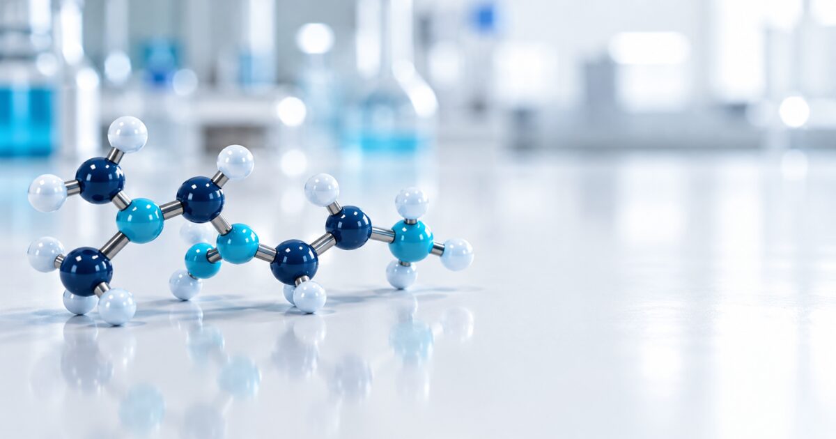 Modèle moléculaire d'une chaîne de peptide en billes et bâtonnets