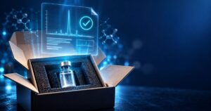 Flacon de BPC-157 avec son certificat d'analyse, prêt à être expédié depuis la France