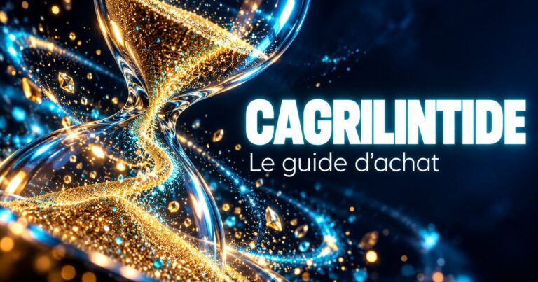 Acheter cagrilintide : sablier dont le sable lumineux s'écoule lentement, image d'une action sur une semaine