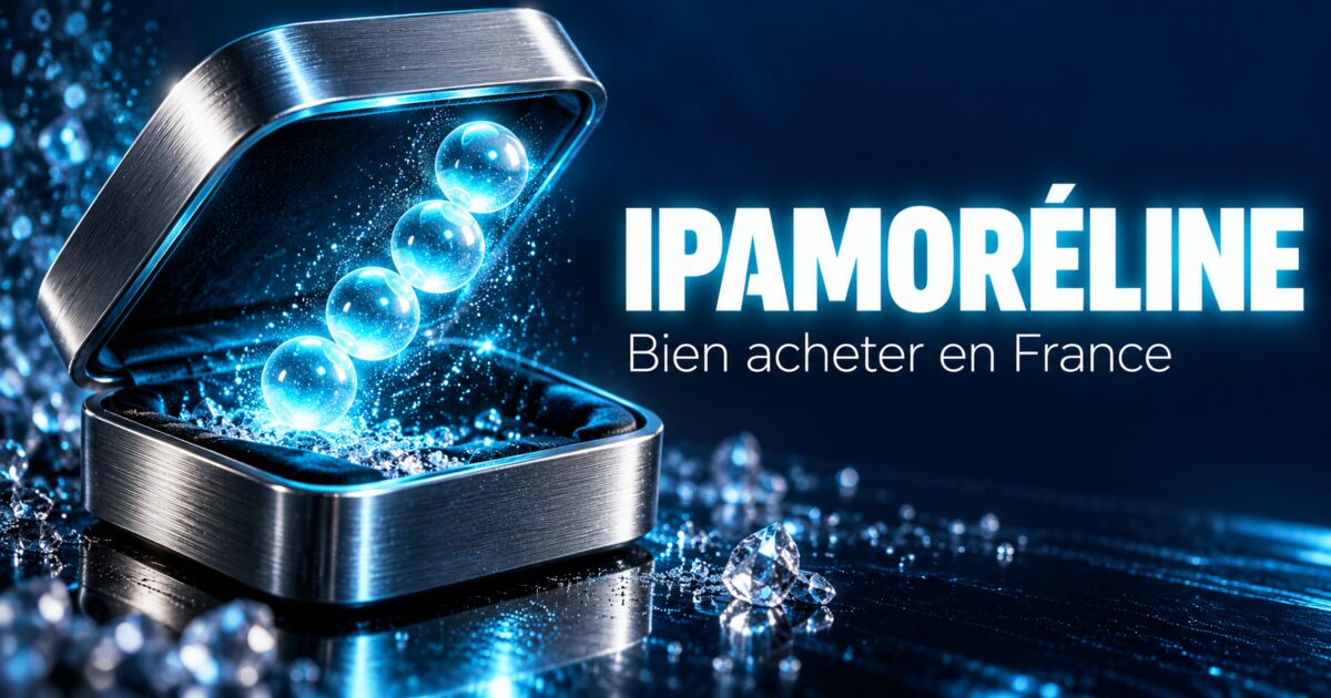 Acheter ipamoréline : un écrin métallique ouvert d'où s'élèvent cinq perles lumineuses