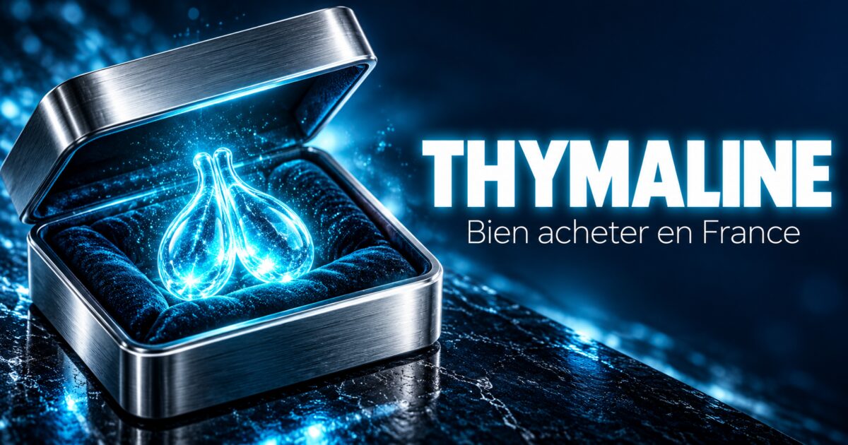 Acheter thymaline : un coffret ouvert révélant une glande lumineuse en verre