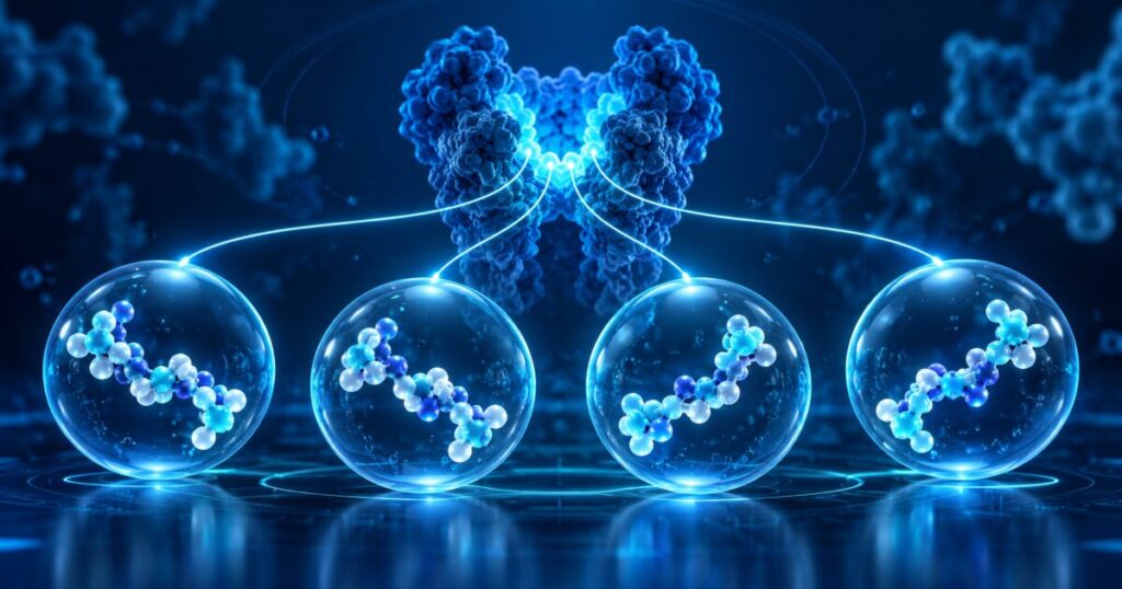 Quatre petites molécules lumineuses de formes proches, famille des GHRP
