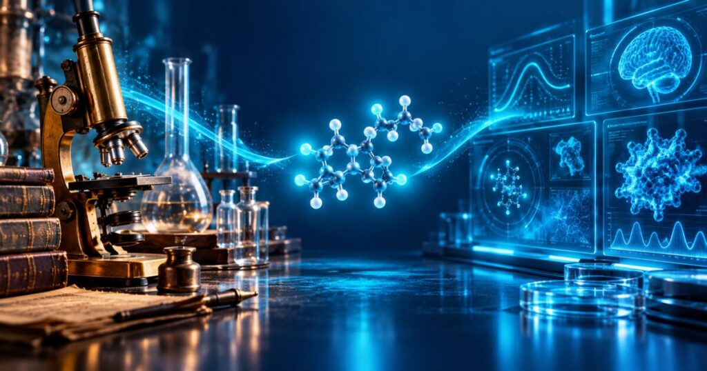 GHRP-6 : Ancien laboratoire et laboratoire moderne reliés par une molécule lumineuse
