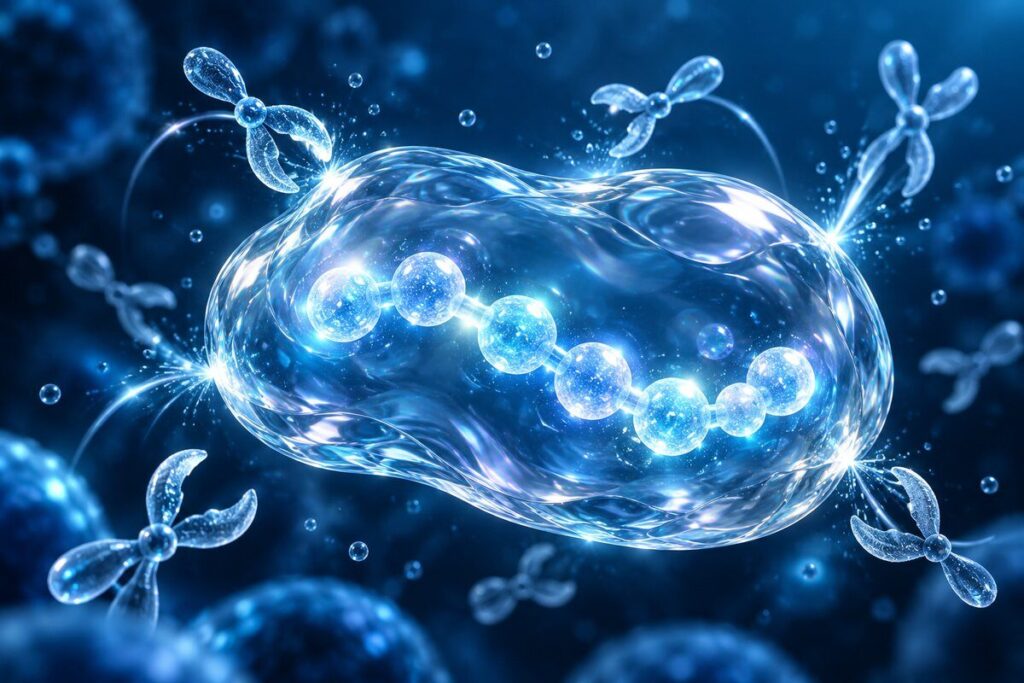 PEG-MGF : peptide protégé par une coque polymère translucide qui repousse les enzymes