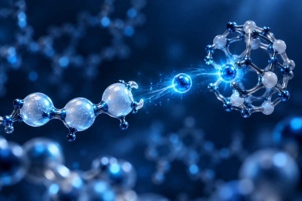 Une molécule étrangère arrachant un ion cuivre à une petite chaîne peptidique
